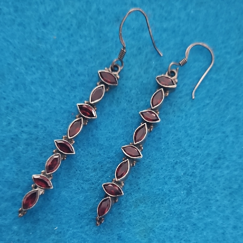 Sterling And Garnet Earrings.